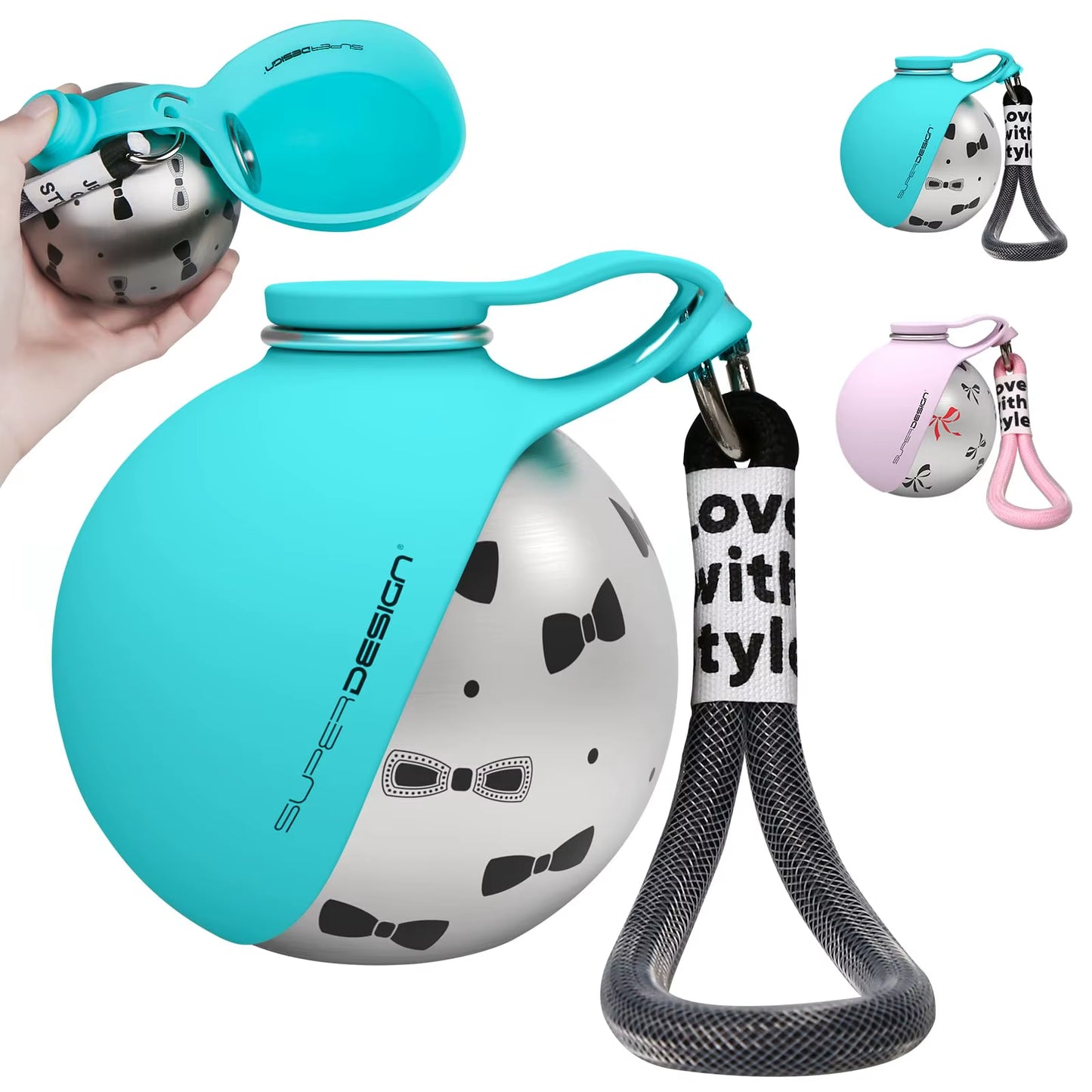 Portable 2-in-1 Dog Water Bottle for Small Breeds - Leak-Proof and Compact Design with Stainless Steel and Silicone Materials