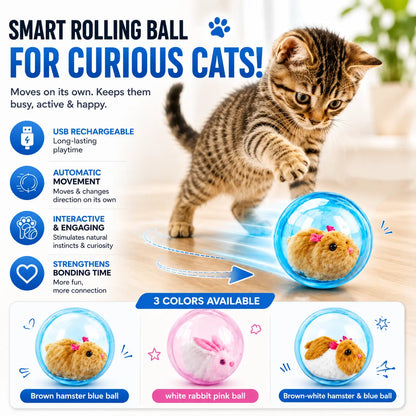 Smart Cat Toy: USB Rechargeable Auto-Rolling Ball for Hands-Free Indoor Play