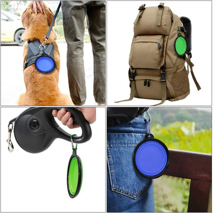 Collapsible Pet Bowls for Dogs and Cats, 2-Pack Portable Feeding and Watering Dishes with Carabiners (Small, Blue and Green)