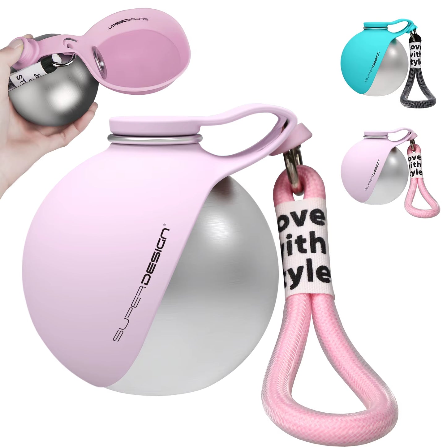 Portable 2-in-1 Dog Water Bottle for Small Breeds - Leak-Proof and Compact Design with Stainless Steel and Silicone Materials