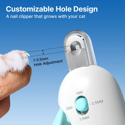 Potaroma Adjustable Cat Nail Clipper with Integrated Nail File | Safe Trimmer for Kittens and Indoor Cats | Anti-Splash Claw Cutter in Blue