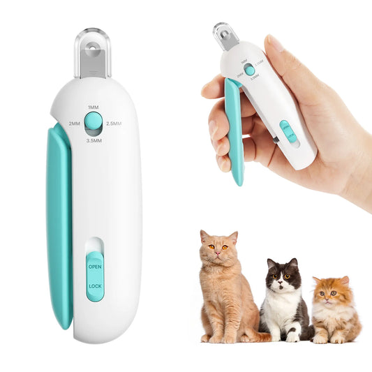 Potaroma Adjustable Cat Nail Clipper with Integrated Nail File | Safe Trimmer for Kittens and Indoor Cats | Anti-Splash Claw Cutter in Blue