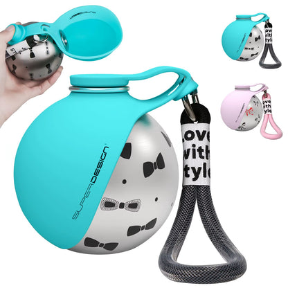 Portable 2-in-1 Dog Water Bottle for Small Breeds - Leak-Proof and Compact Design with Stainless Steel and Silicone Materials
