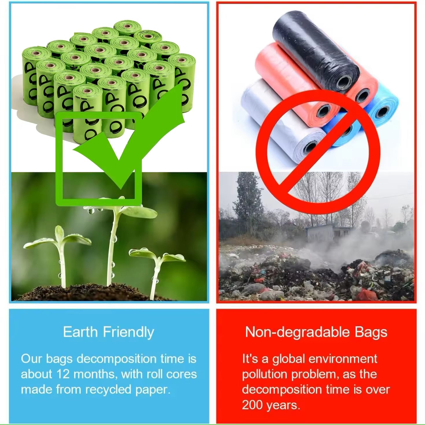 EPI Biodegradable Lavender Scented Dog Waste Bags with Holder - Extra Thick and Leakproof Dispenser Included