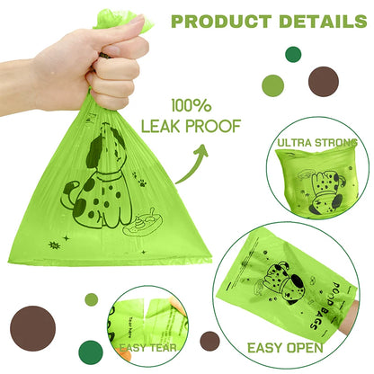 EPI Biodegradable Lavender Scented Dog Waste Bags with Holder - Extra Thick and Leakproof Dispenser Included