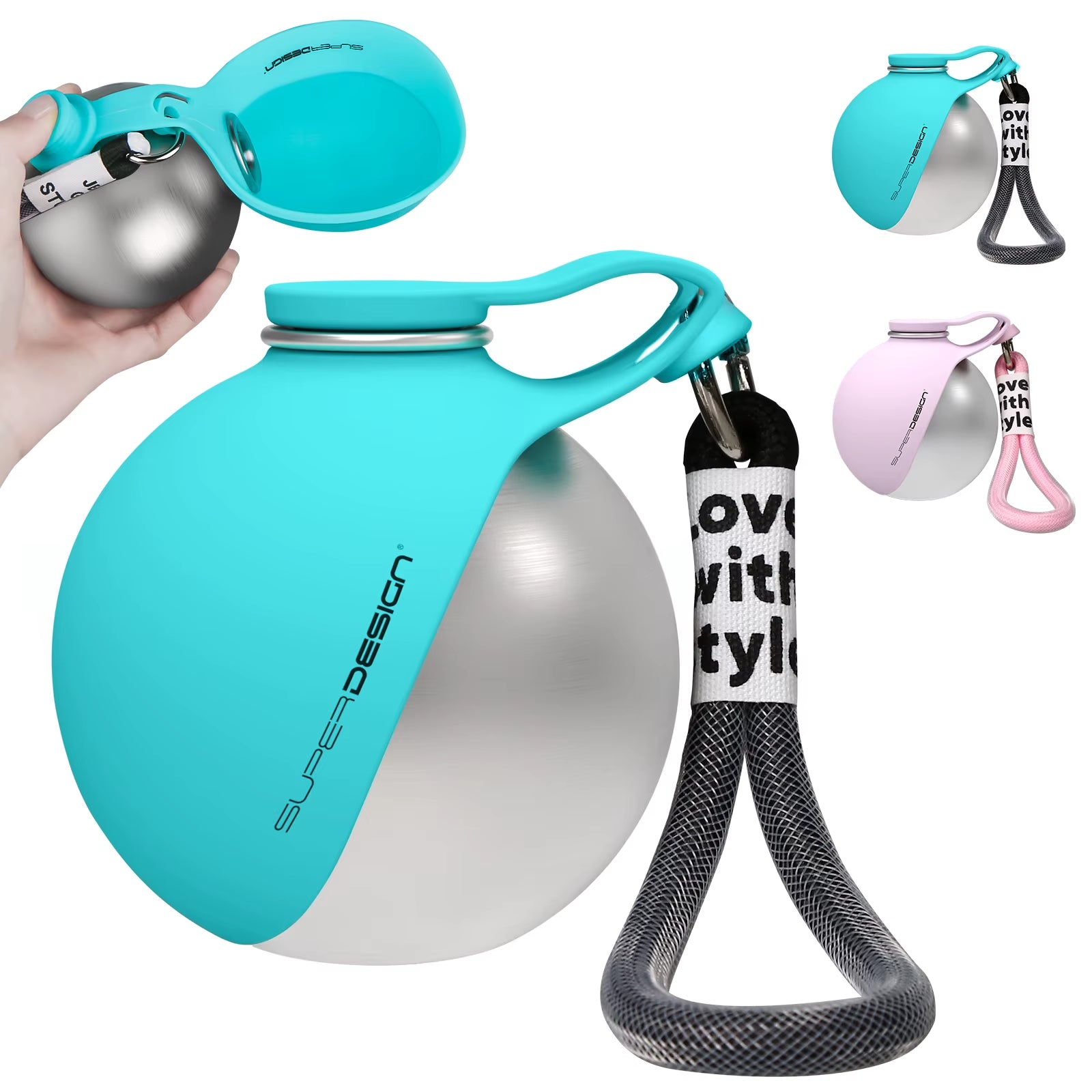 Portable 2-in-1 Dog Water Bottle for Small Breeds - Leak-Proof and Compact Design with Stainless Steel and Silicone Materials