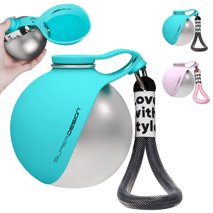 Portable 2-in-1 Dog Water Bottle for Small Breeds - Leak-Proof and Compact Design with Stainless Steel and Silicone Materials