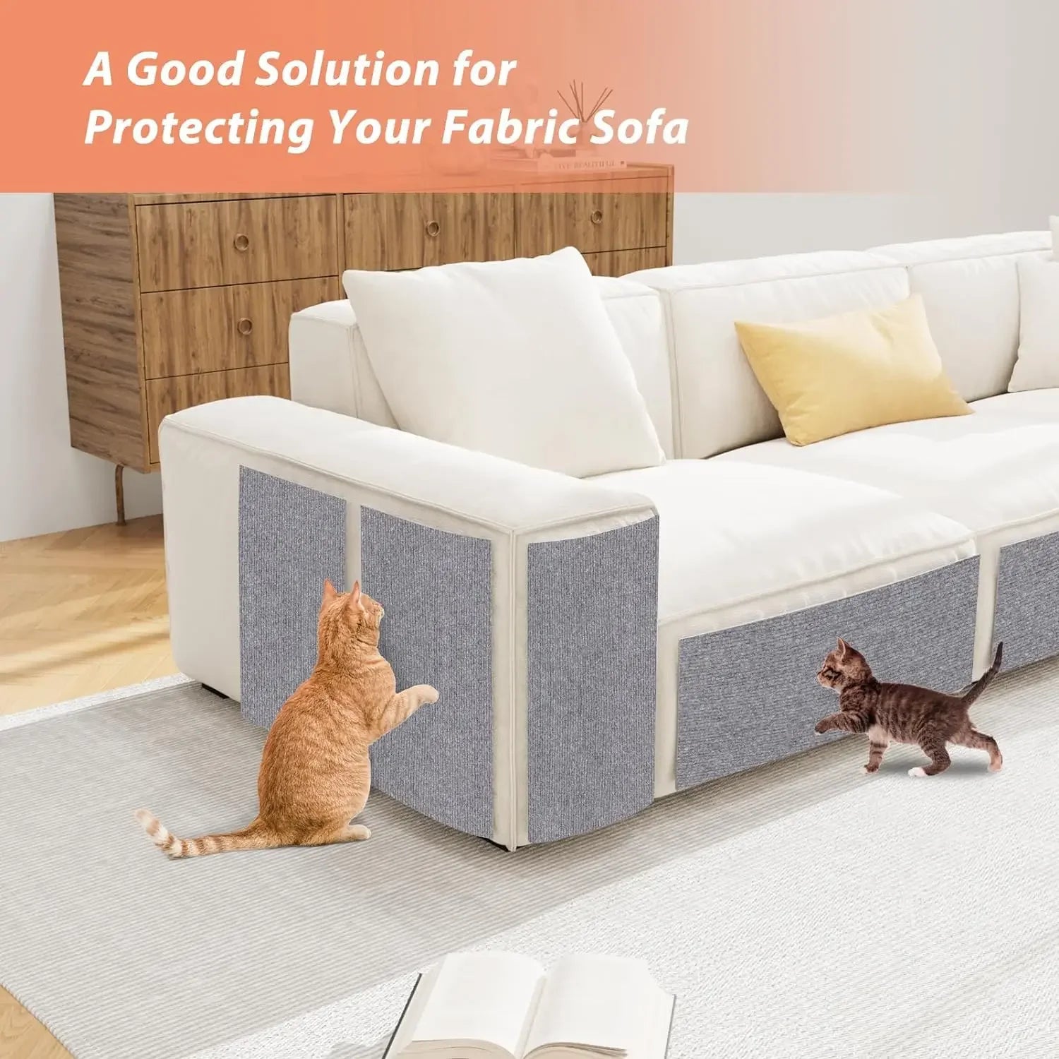 Self-Adhesive Trimmable Cat Scratching Mat for Furniture Protection