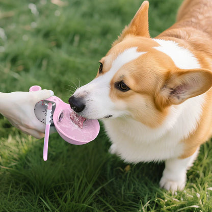 Portable 2-in-1 Dog Water Bottle for Small Breeds - Leak-Proof and Compact Design with Stainless Steel and Silicone Materials